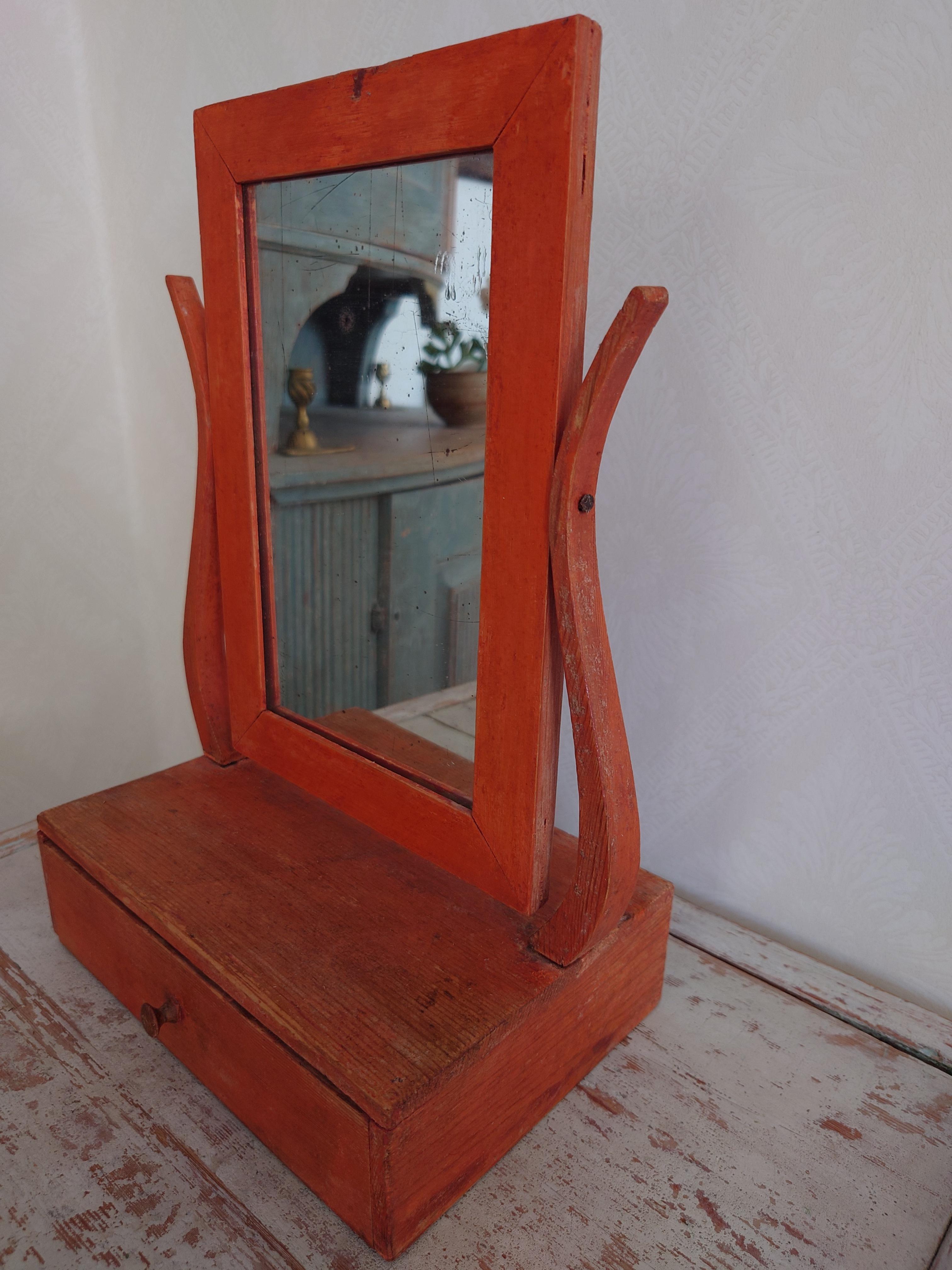 Suédois Peint d'origine suédoise rustique du 19ème siècle  Miroir de table Empire en vente