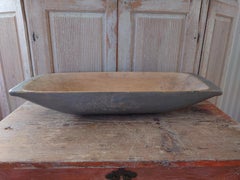 Rústico antiguo del siglo XIX  Bandeja sueca  cuenco con pintura original