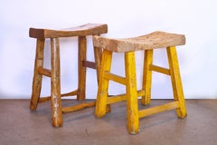 19th Century Antique Saddle Stools with Swayed Seats