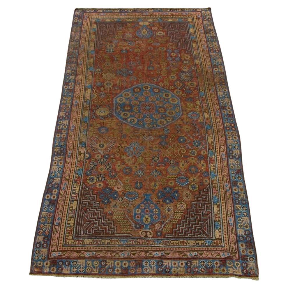 19th Century Antique Samarkand Rug 10.6" X 5.3" For Sale