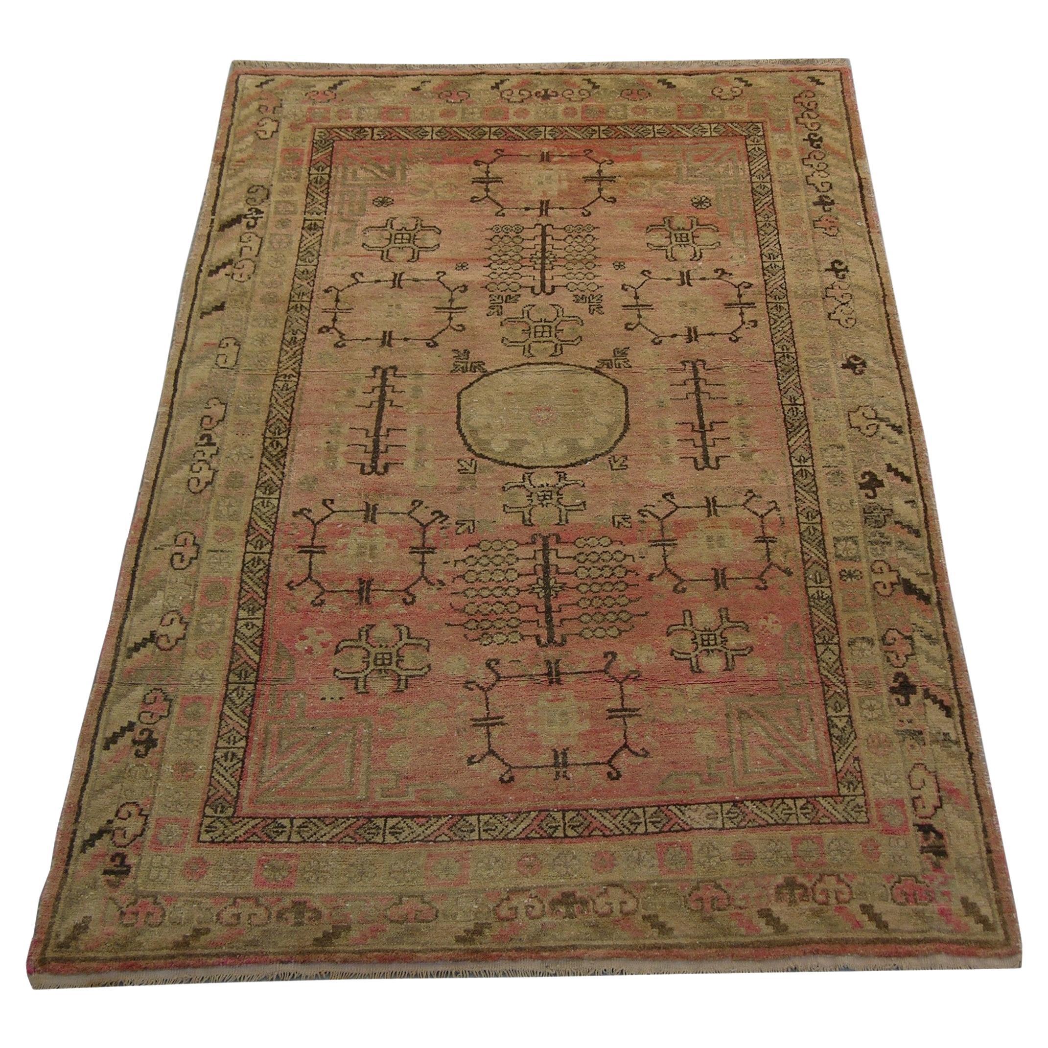 19th Century Antique Samarkand Rug 8" X 4.7" For Sale