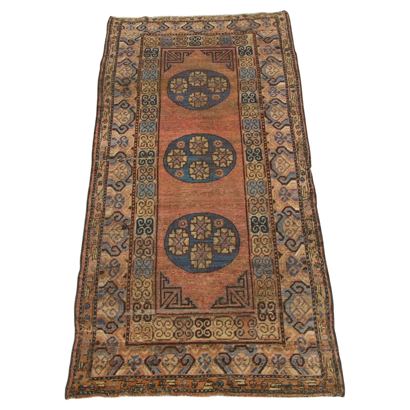 19th Century Antique Samarkand Rug 8.6" X 3.9" For Sale