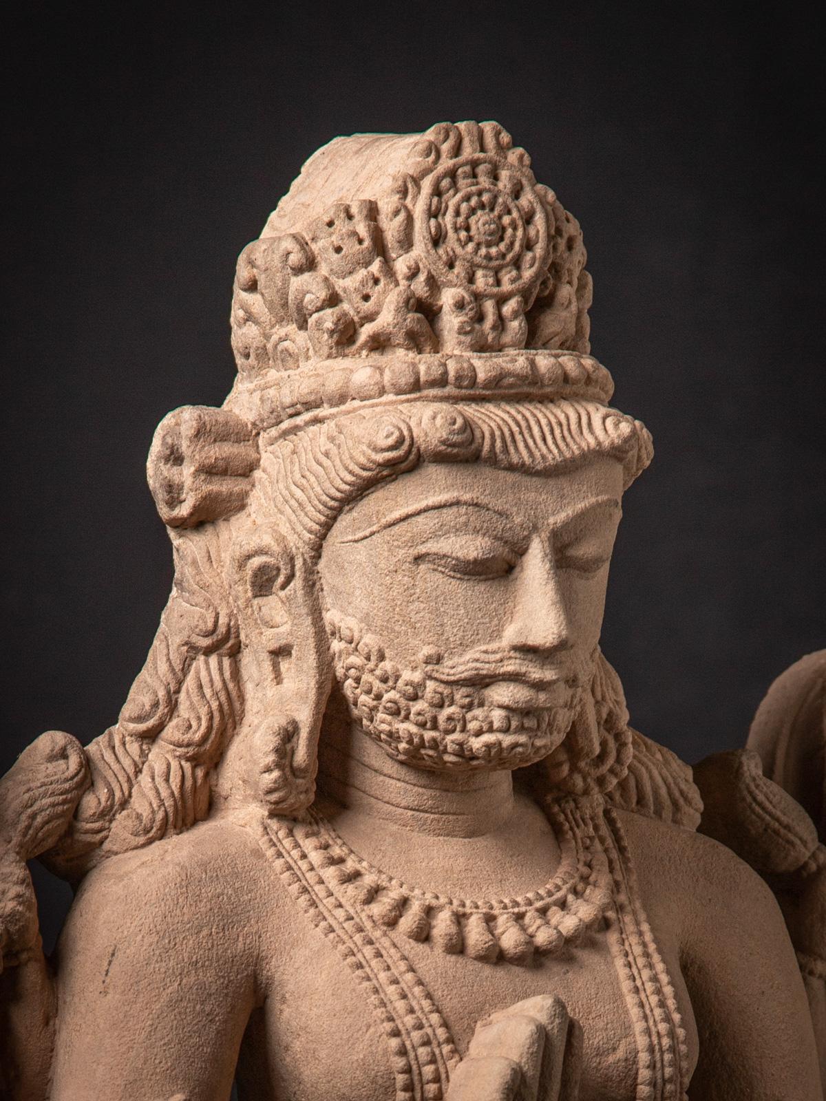 Antike Sandsteinstatue des Gottes Kuber aus Indien aus dem 19. Jahrhundert im Angebot 6