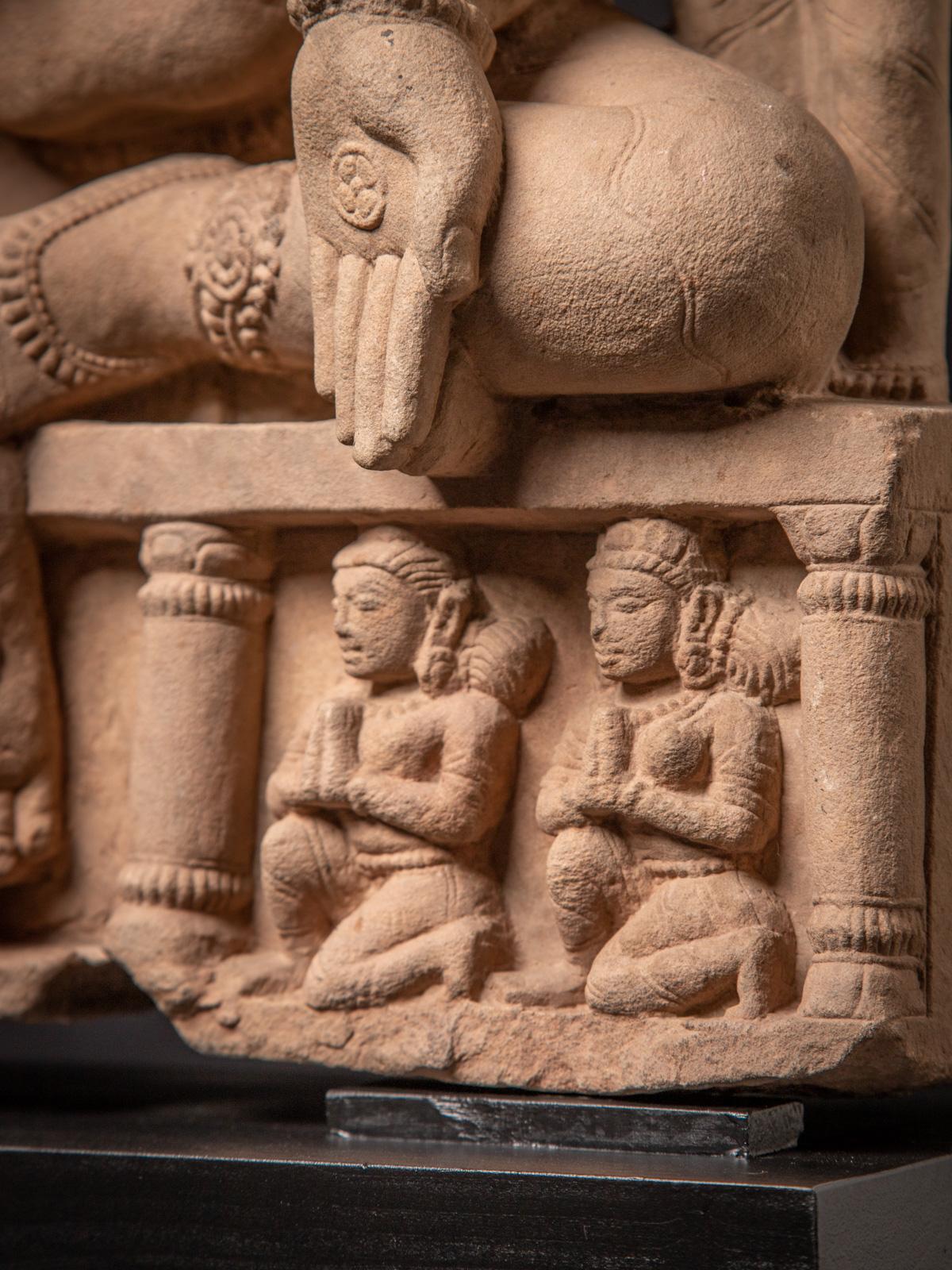 19th century antique sandstone statue of the god Kuber from India 12
