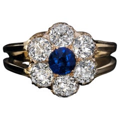 Antiker Saphir-Diamant-Cluster-Ring aus dem 19. Jahrhundert