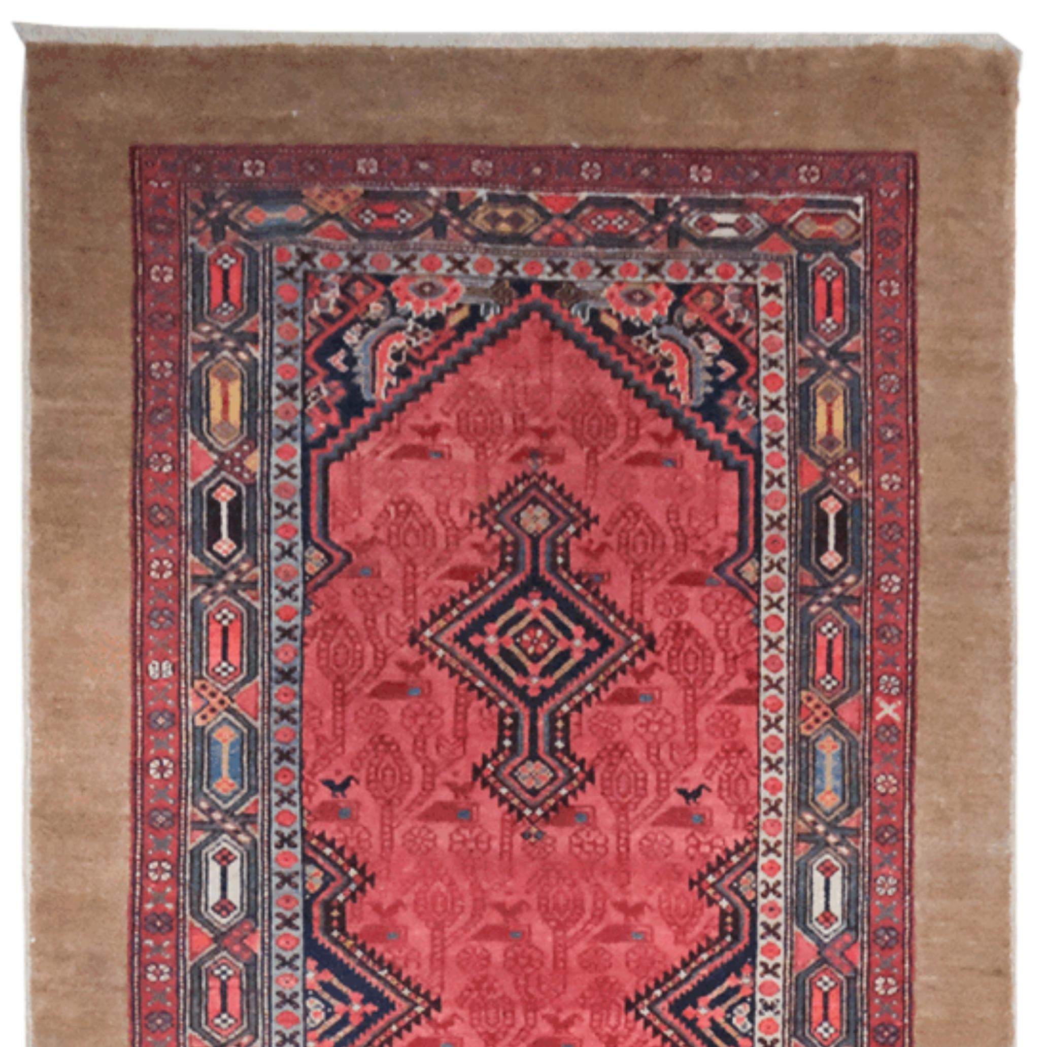 Sarab runners are precious artifacts that reflect the distinctive weaving traditions of the Sarab region in northwestern Iran. With their fine craftsmanship and powerful symbolic motifs, this 19th-century runner is not just a carpet; it is also a
