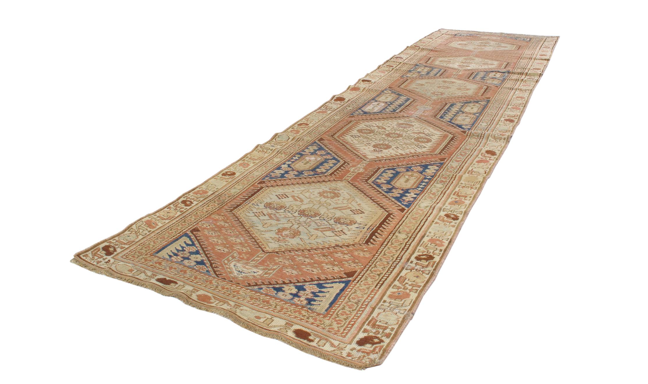 Hand-Knotted 19th Century Antique Serab Persian Runner  For Sale