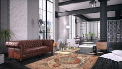19th Century Antique Serapi Handmade Wool Rug