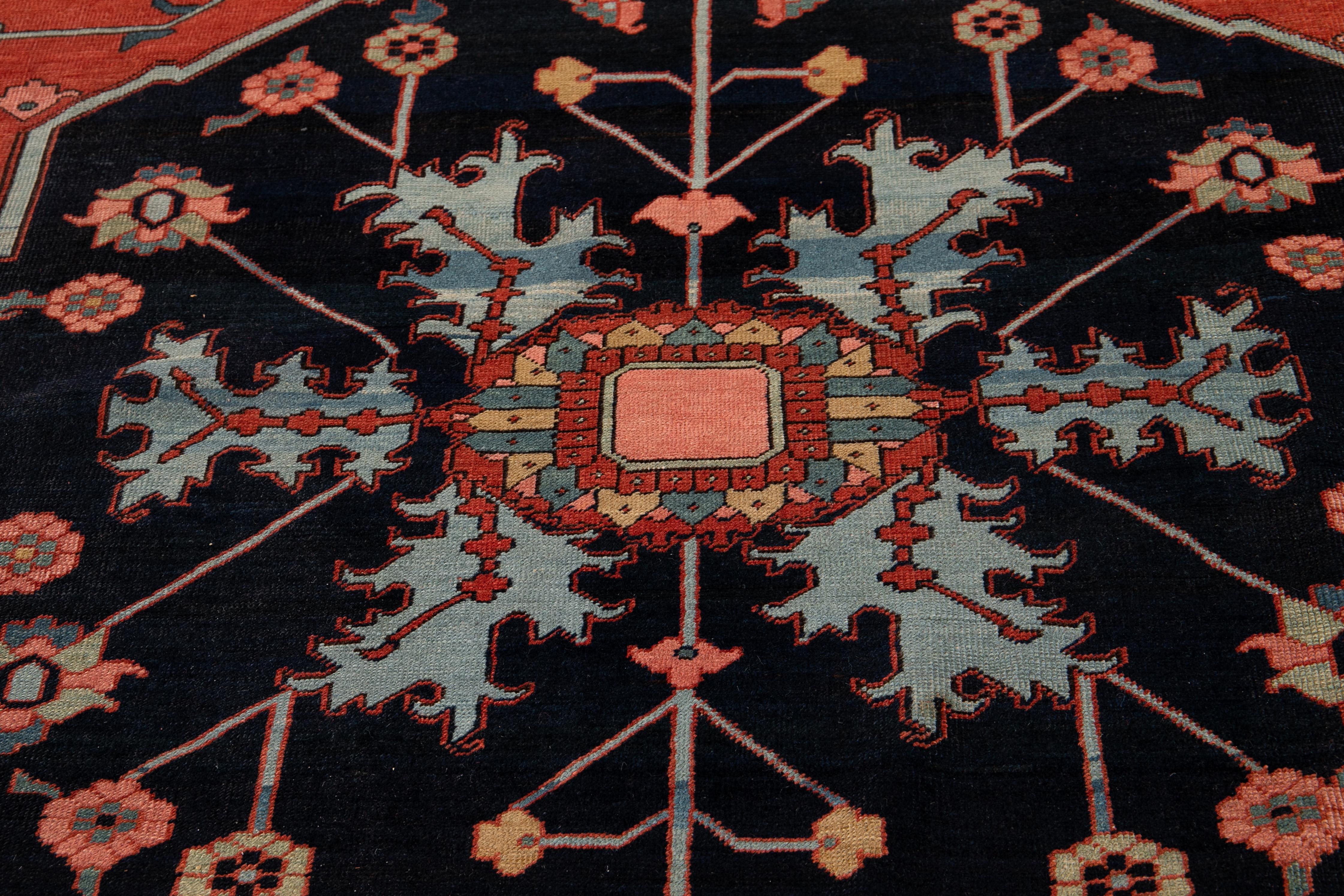 19th Century Antique Serapi Wool Rug For Sale 10