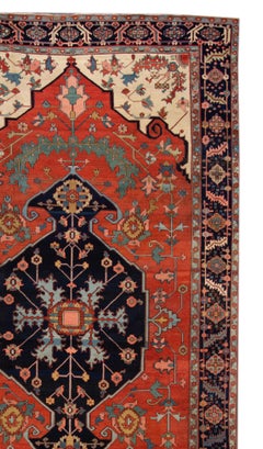 Tapis en laine Serapi ancien du 19ème siècle