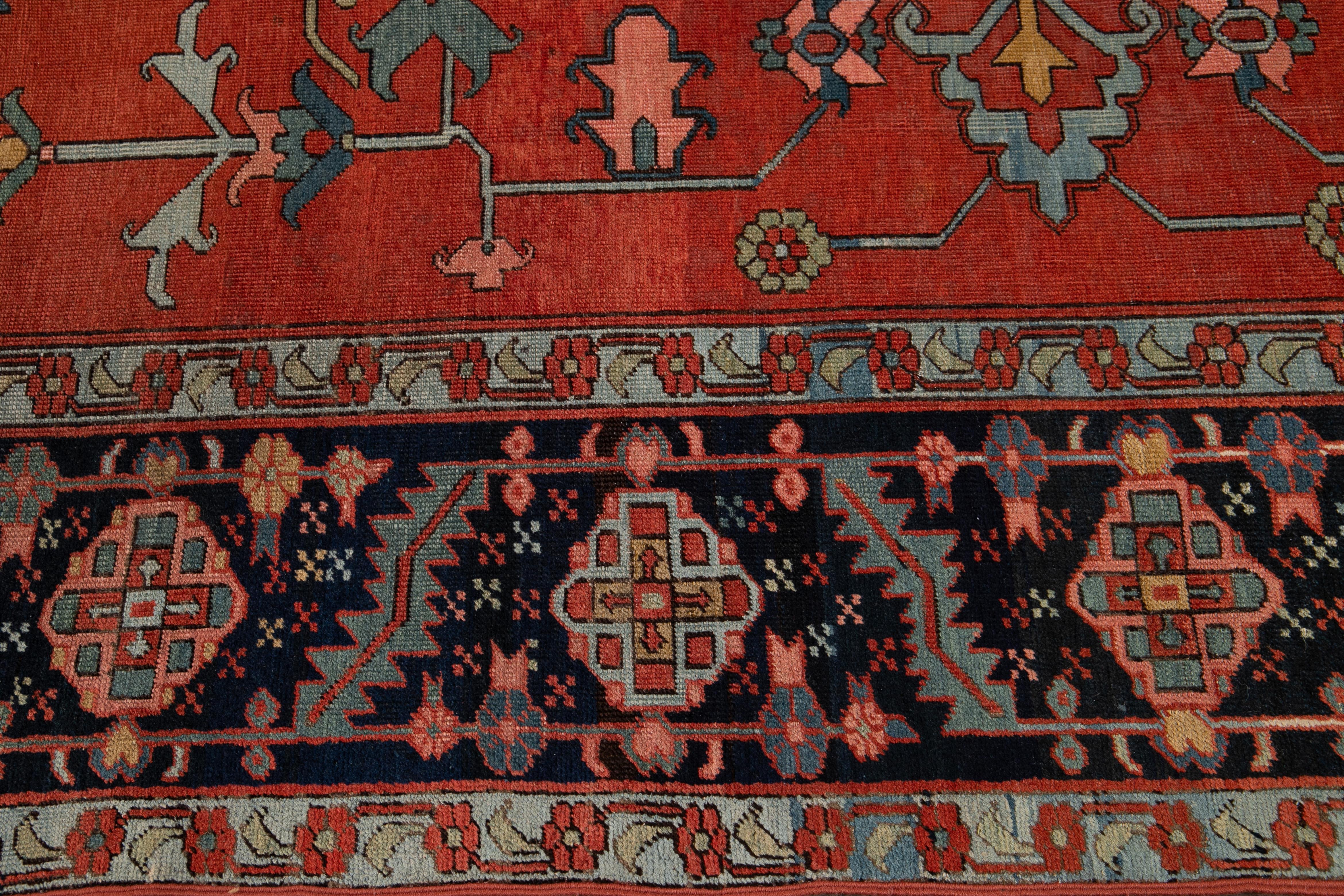 19th Century Antique Serapi Wool Rug For Sale 1