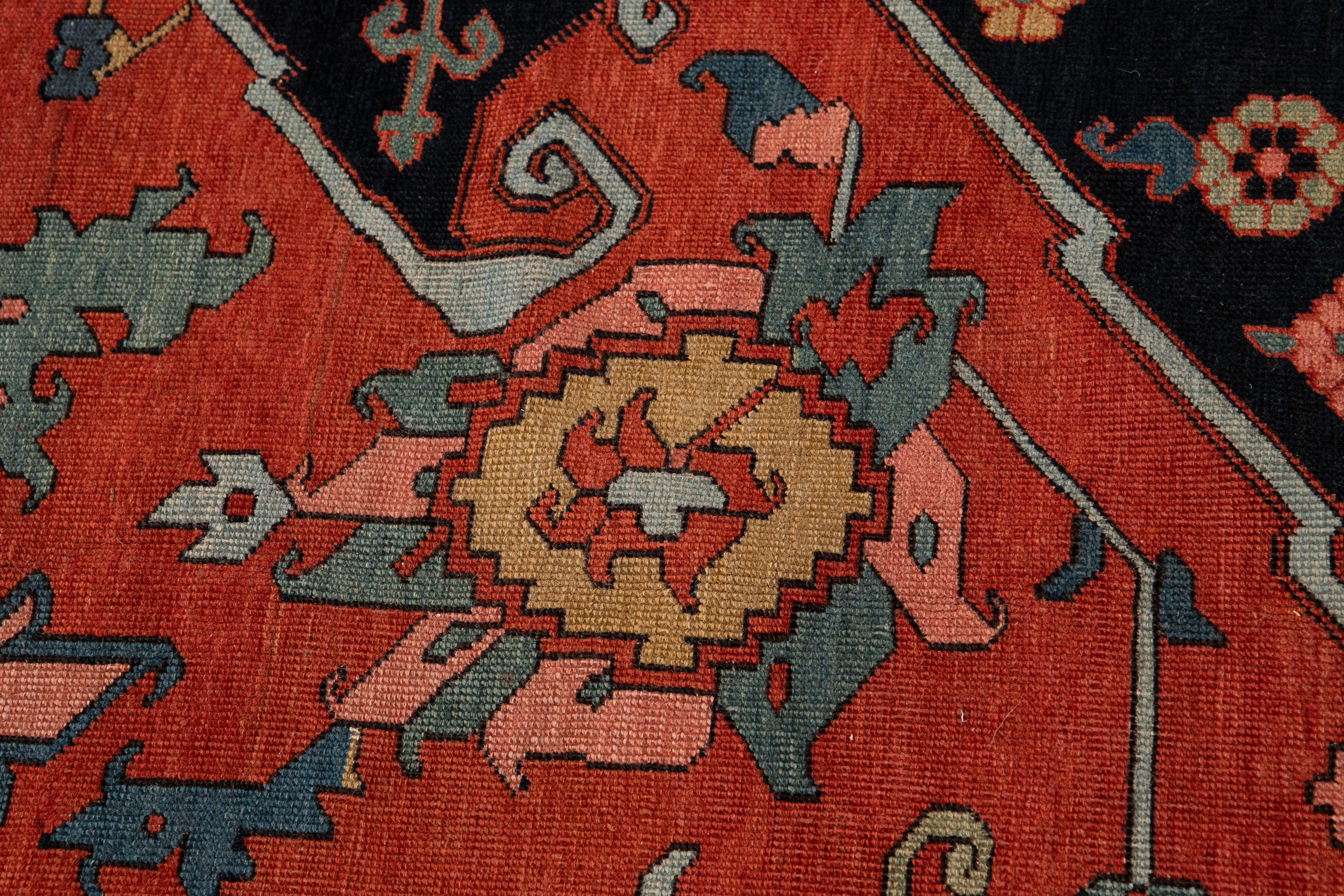 19th Century Antique Serapi Wool Rug For Sale 2