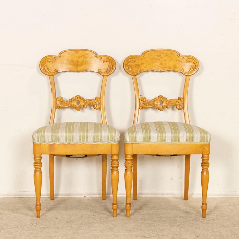19th Century Antique Set of 10 Biedermeier Birch Dining Chairs from Sweden In Good Condition In Round Top, TX