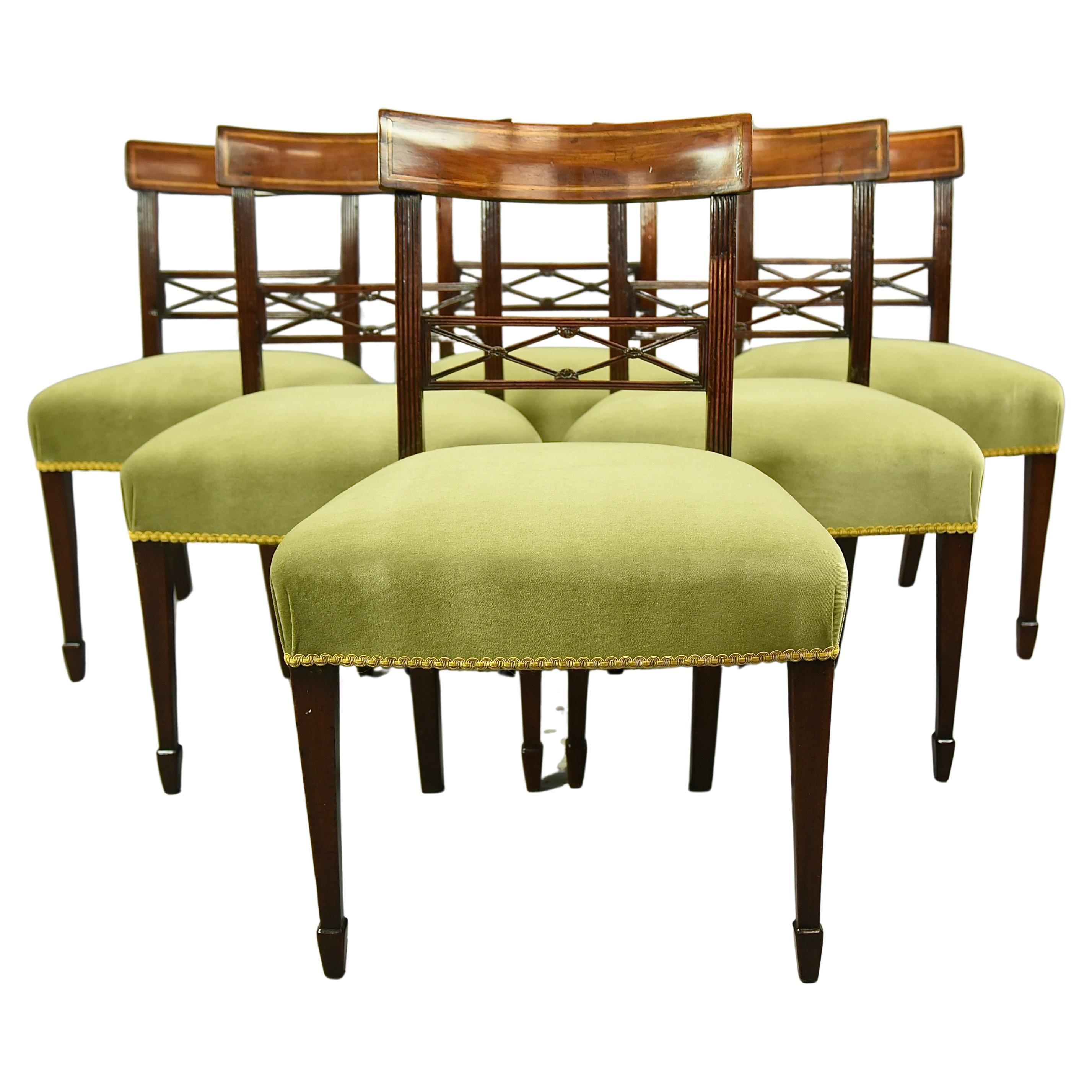 19th century Antique set of 6 Regency dining chairs 