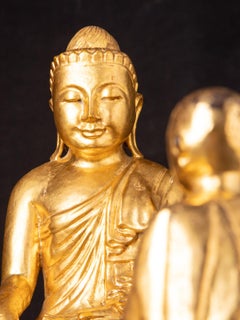 19th century Antique set of 8 monks with Buddha statue from Burma