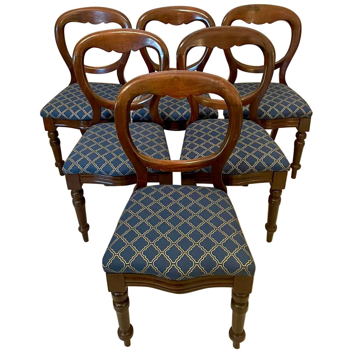 19th Century Antique Set of Six Victorian Balloon Back Mahogany Dining Chairs