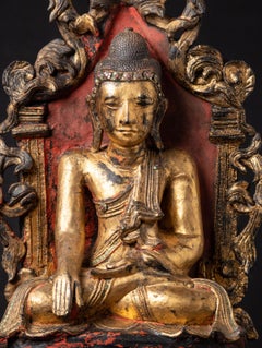 19th century Antique Shan Buddha on throne from Burma
