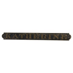19th Century Antique Ship or Ferry Painted Wood Name Board Sign "Katherine"