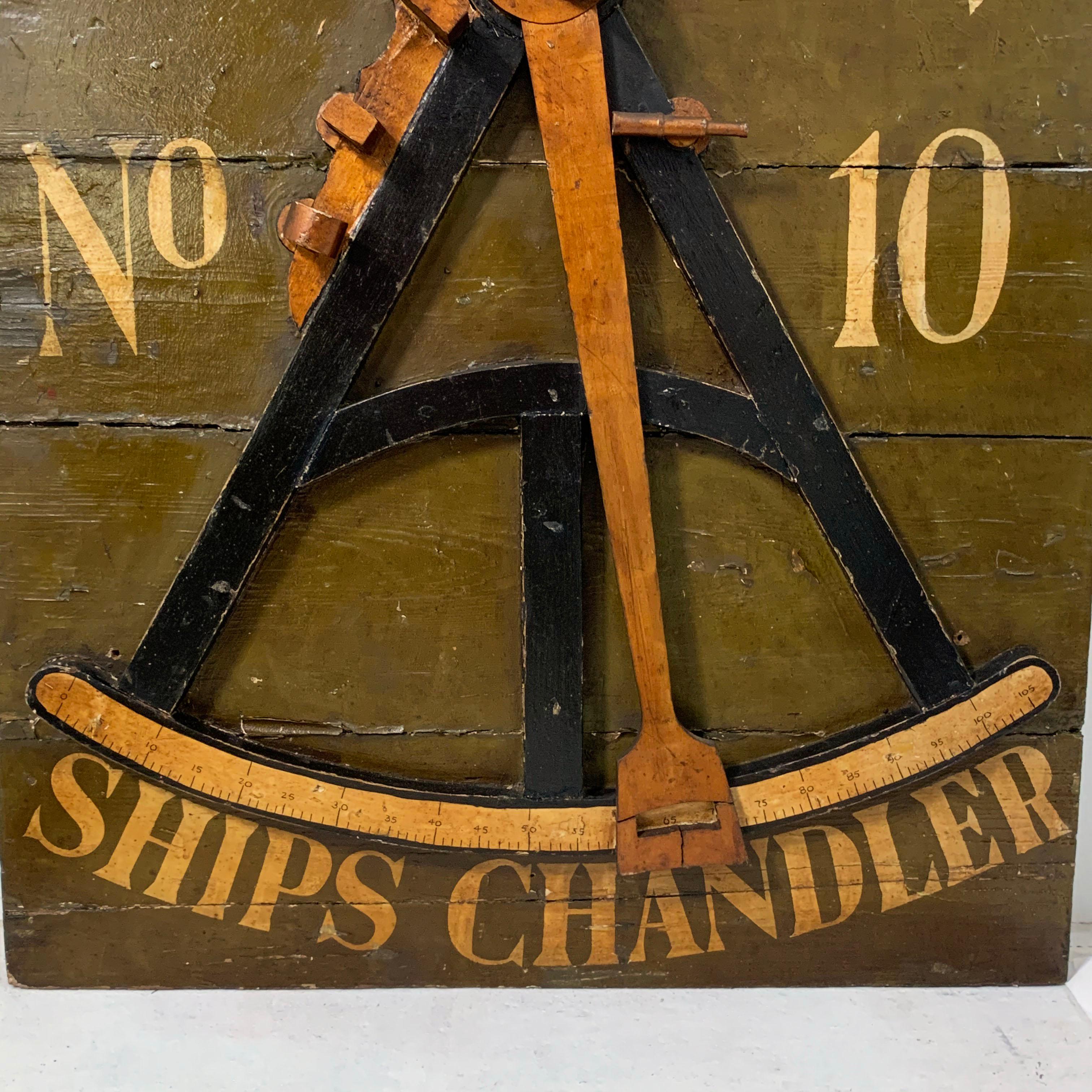 A relic from Boston’s mercantile history and the seafaring trade. This 19th century shop sign displays a fairly detailed replica of a navigator’s octant (or sextant) and the proprietor’s name and street number. A significant portion of society would