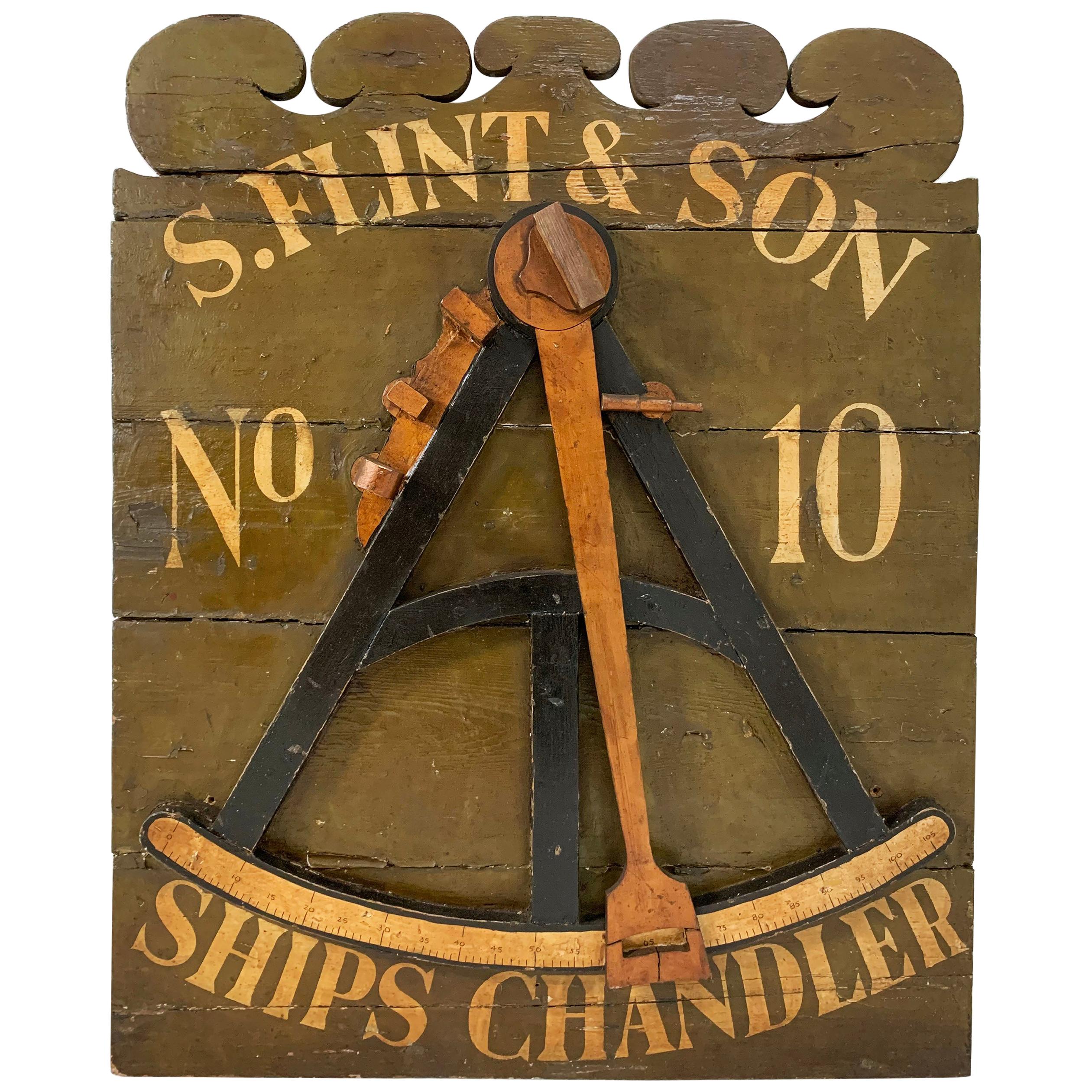 19th Century Antique Ships Chandler Shop Advertising Sign