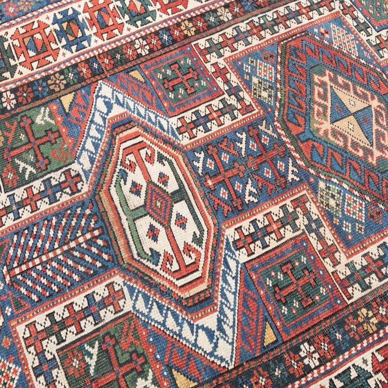 Hand-Knotted 19th Century Antique Shirvan Design Geometric Classic Rug. 2, 50 x 1, 08 m For Sale