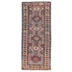 Tapis classique géométrique ancien Shirvan Design du 19ème siècle. 1,08 x 2,50 m