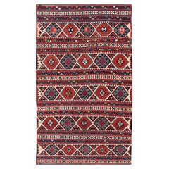 19th Century Antique Shirvan Kilim with Intricate Design in with Vibrant Colors