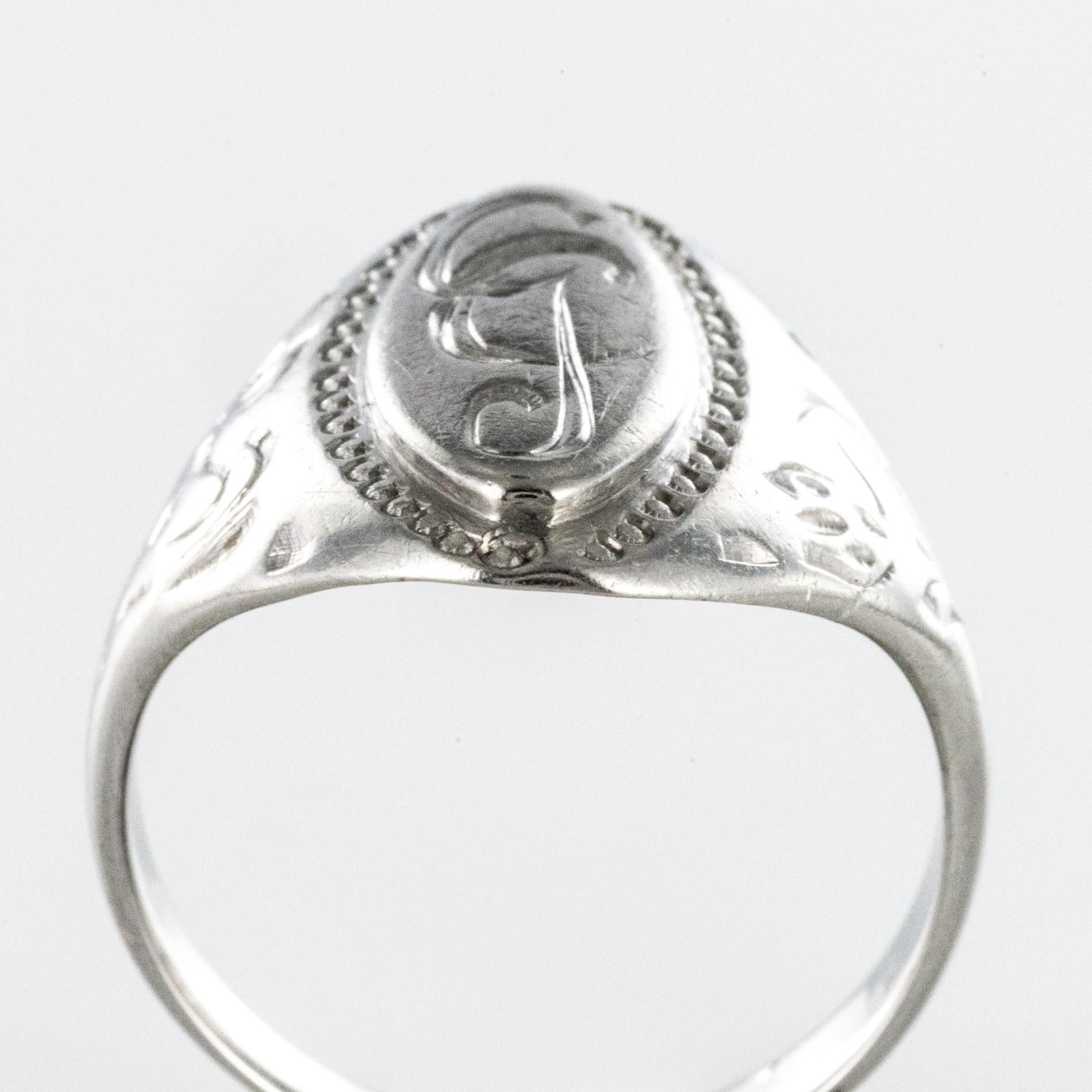 19th Century Antique Silver Unisex Signet Ring For Sale 3