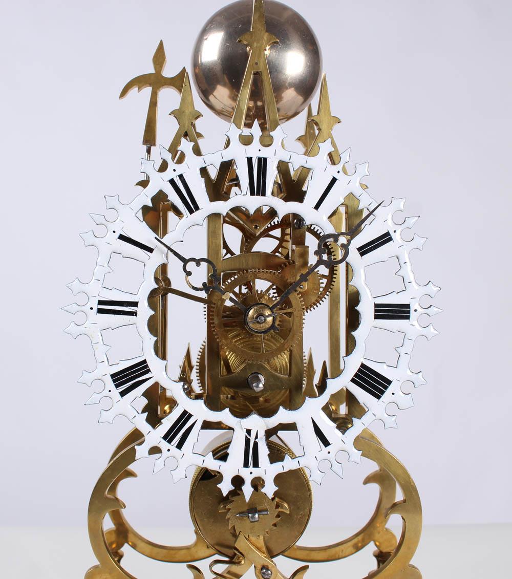English 19th Century Antique Skeleton Clock, Pendule Squelette, England, circa 1880