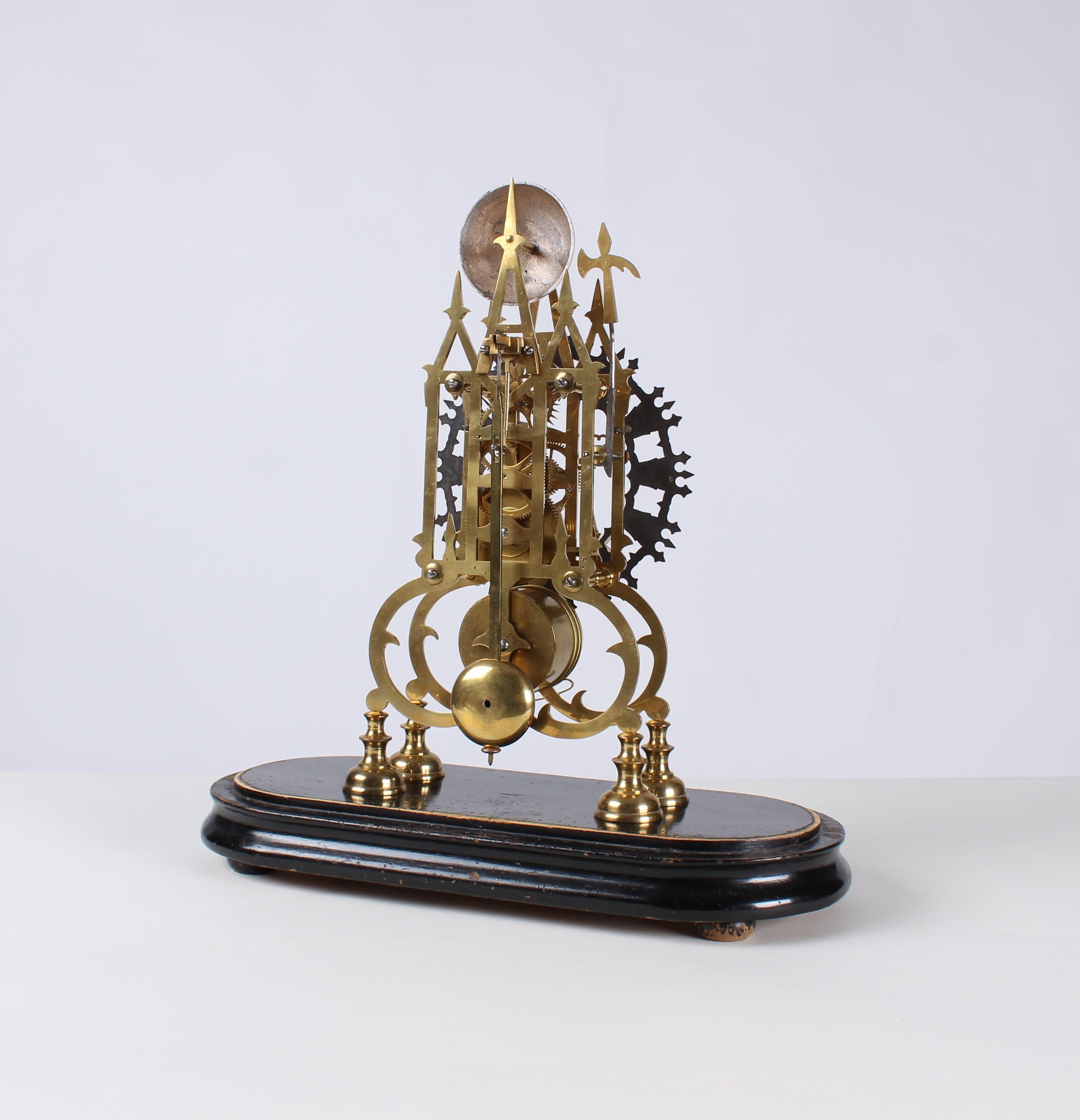 19th Century Antique Skeleton Clock, Pendule Squelette, England, circa 1880 In Good Condition In Greven, DE