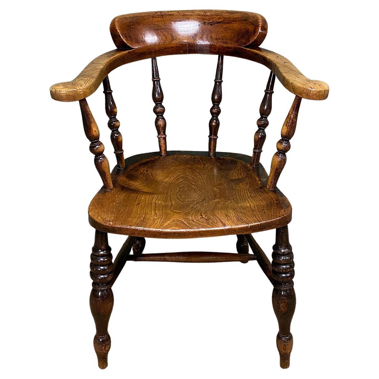 19th Century Antique Smokers Bow Chair For Sale