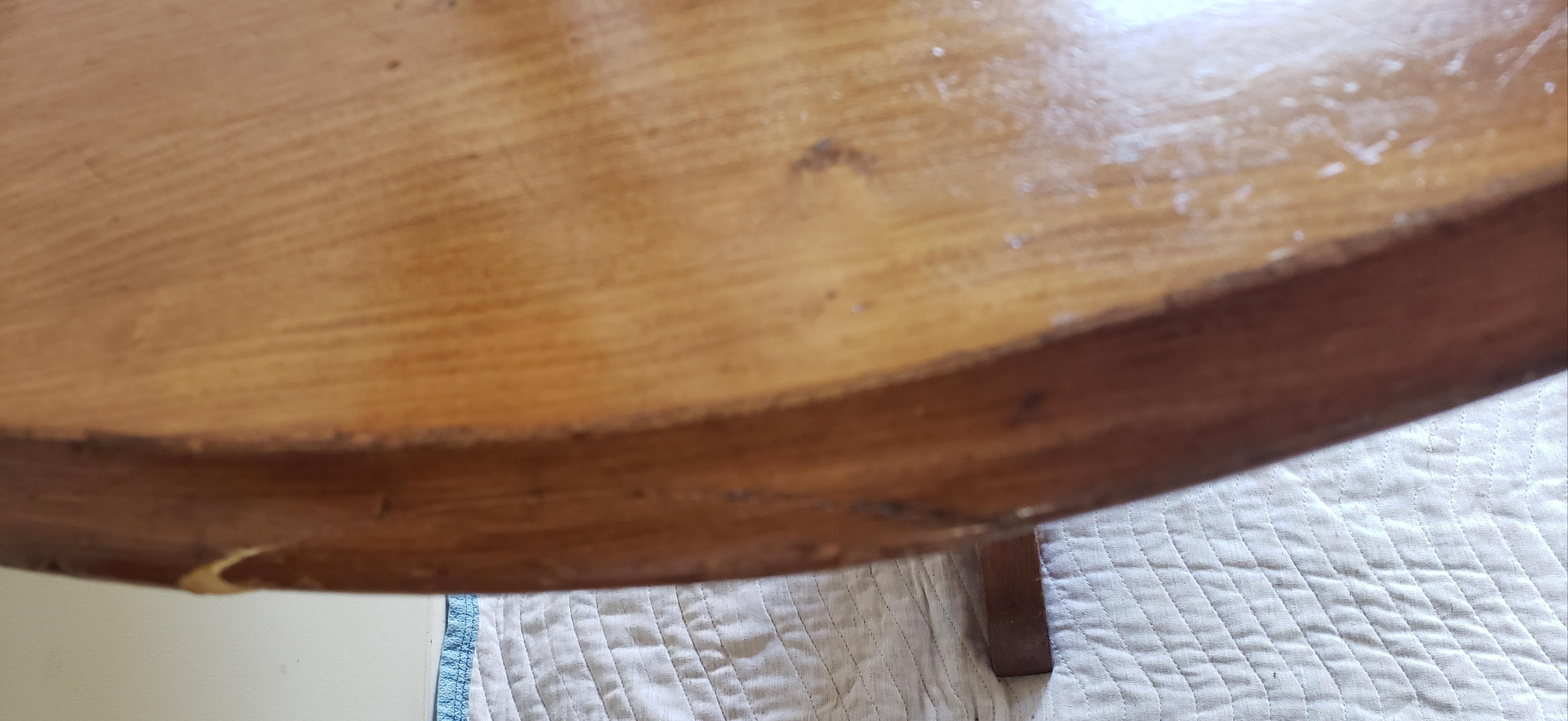 Woodwork 19th Century Antique Solid Maple Pedestal Kitchen Table