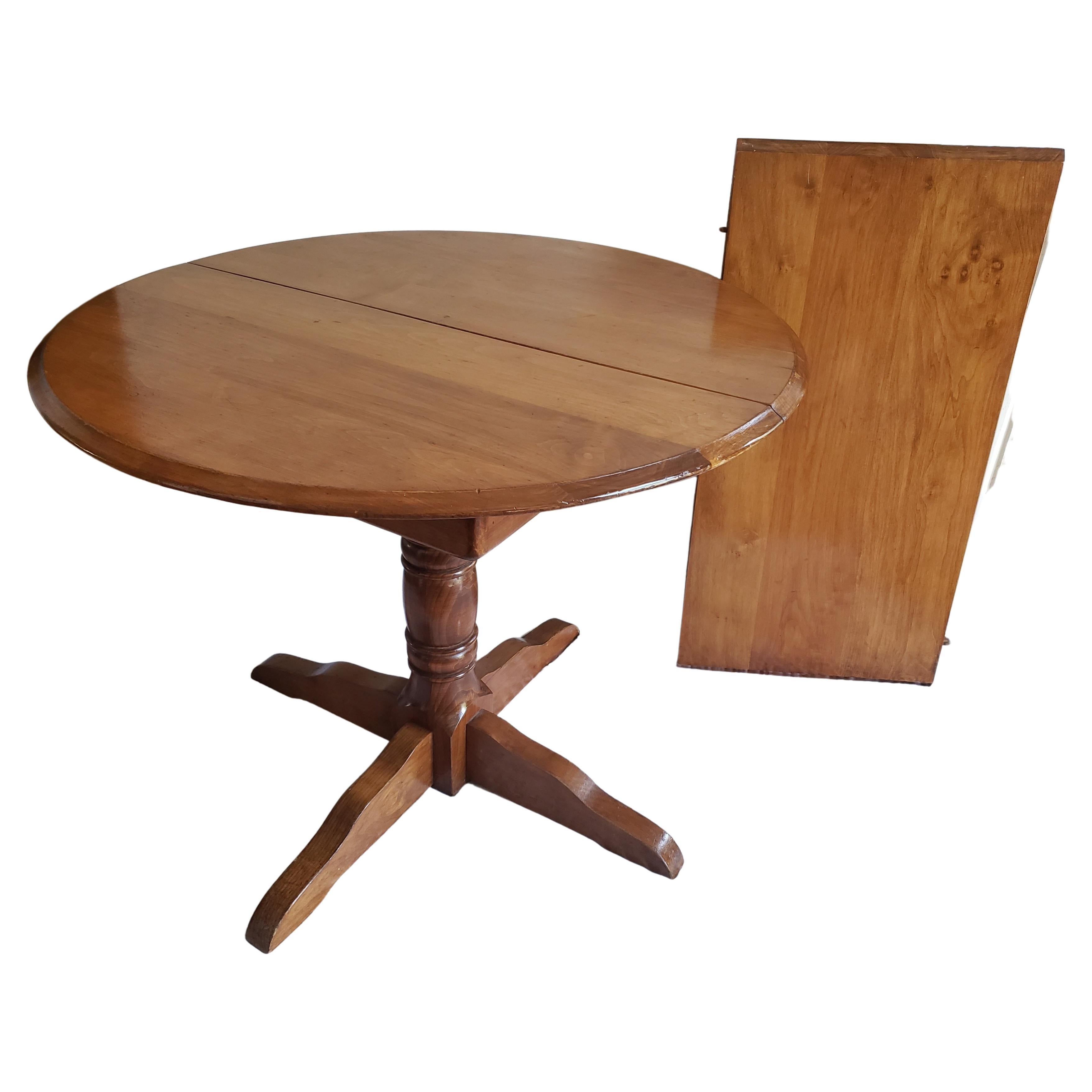 19th Century Antique Solid Maple Pedestal Kitchen Table