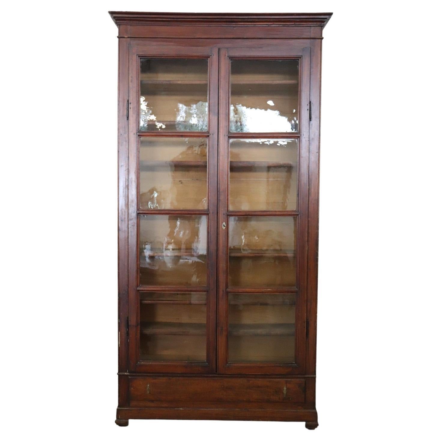 19th Century Antique Solid Poplar Wood Bookcase  For Sale