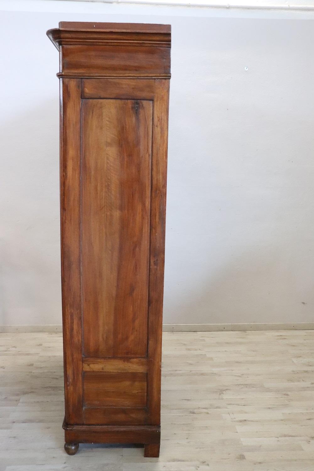 19th Century Antique Solid Walnut Bookcase or Vitrine For Sale 4