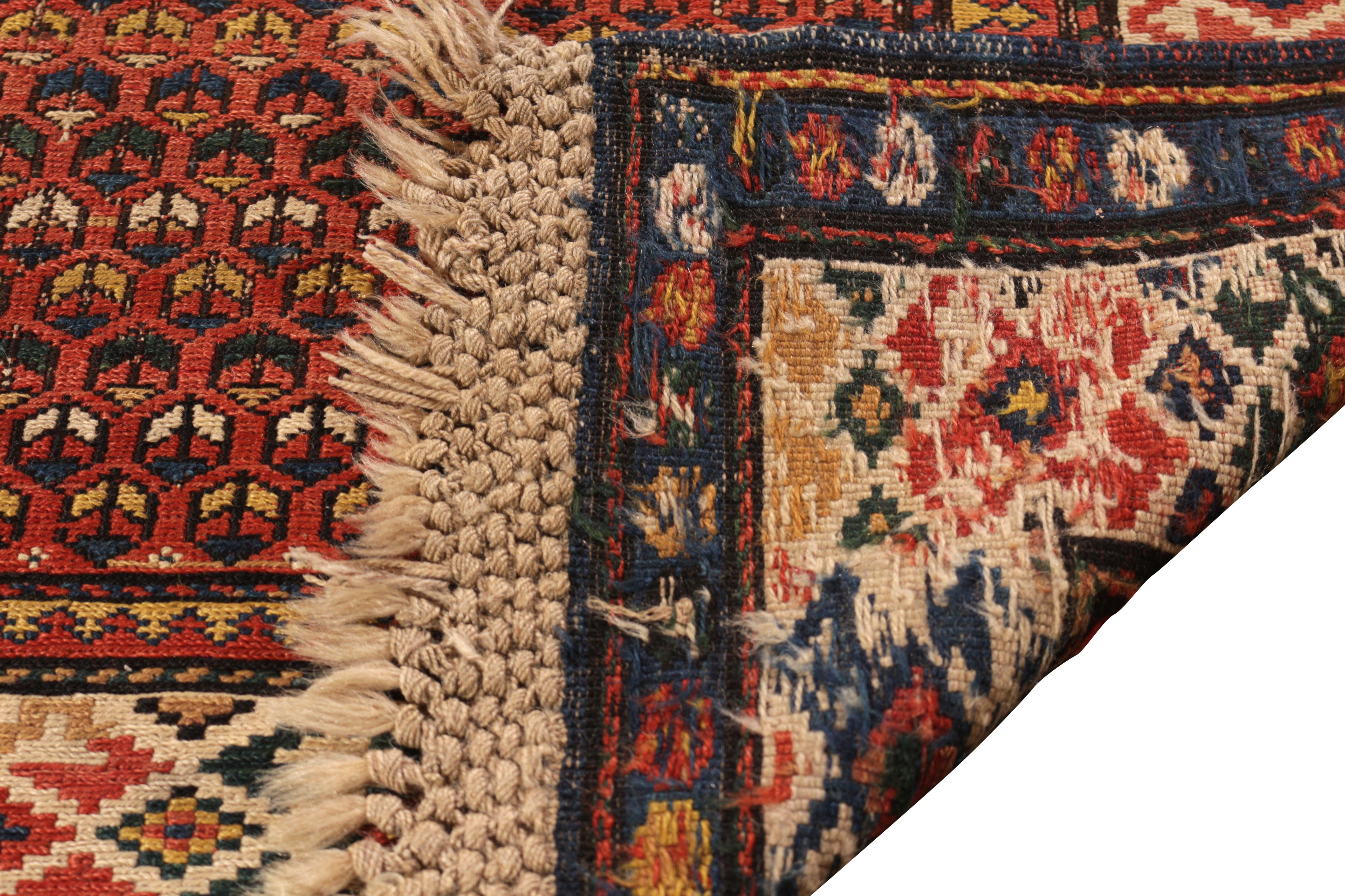 Hand-Knotted 19th Century Antique Soumak Rug Gometric Burnt All-Over Pattern by Rug & Kilim For Sale