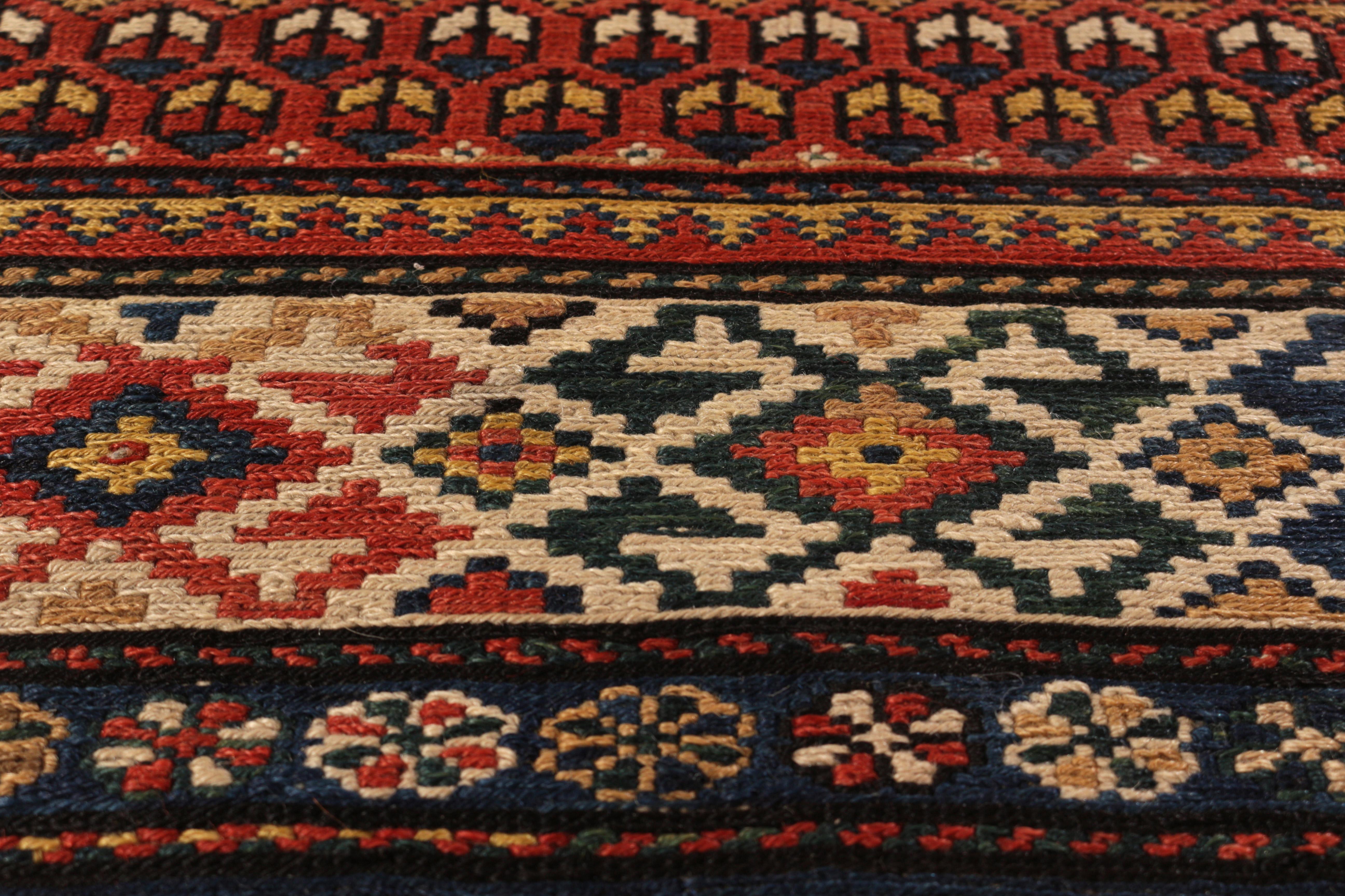 19th Century Antique Soumak Rug Gometric Burnt All-Over Pattern by Rug & Kilim In Good Condition For Sale In Long Island City, NY