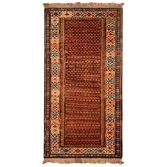 19th Century Antique Soumak Rug Gometric Burnt All-Over Pattern by Rug & Kilim