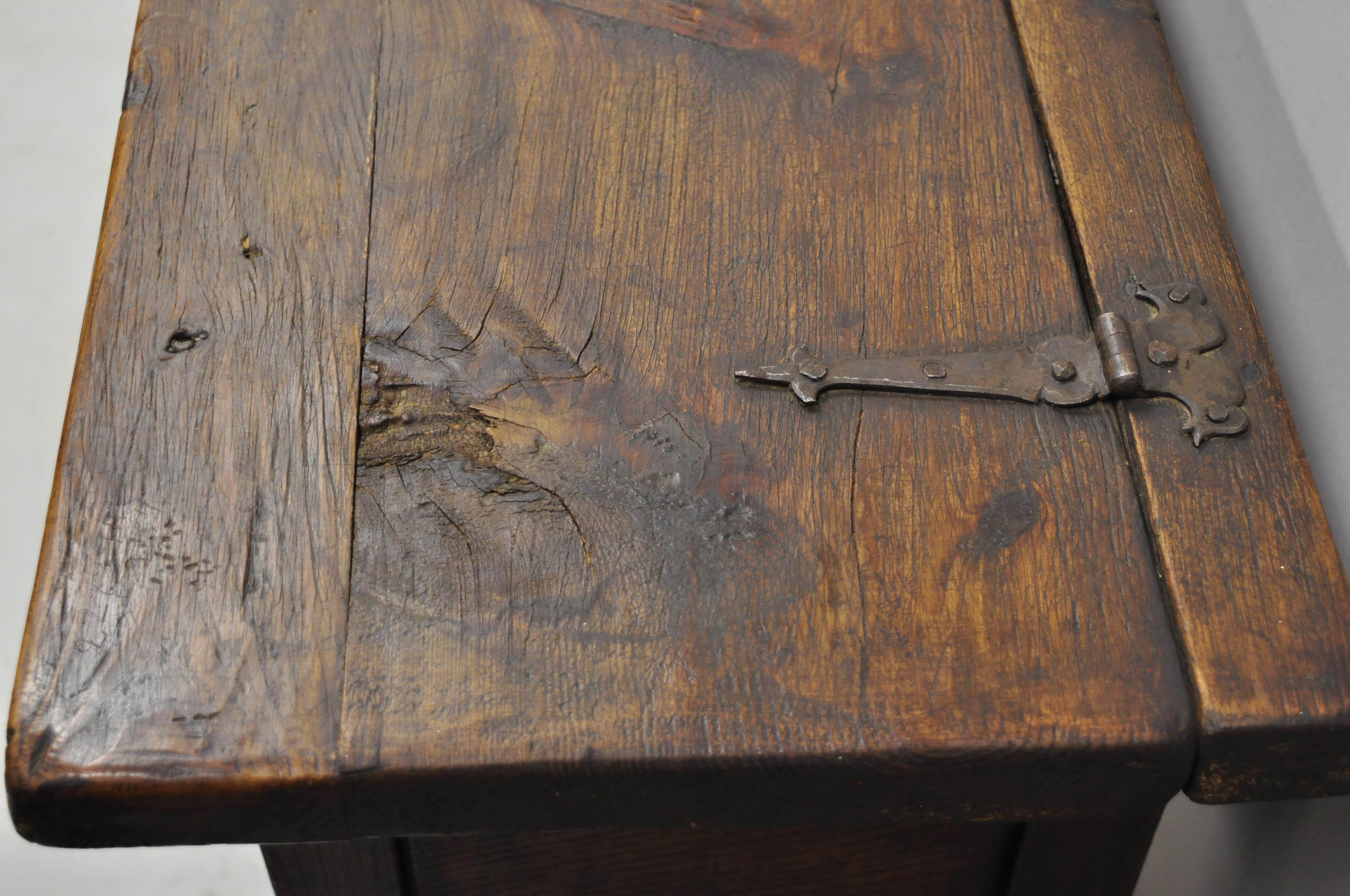 19th Century Antique Spanish Jacobean Oak Walnut Coffer Trunk Chest on Legs 6