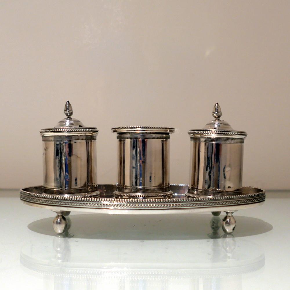 19th Century Antique Spanish Provincial Silver Inkstand Cordoba 1800 M Moreno In Good Condition For Sale In 53-64 Chancery Lane, London
