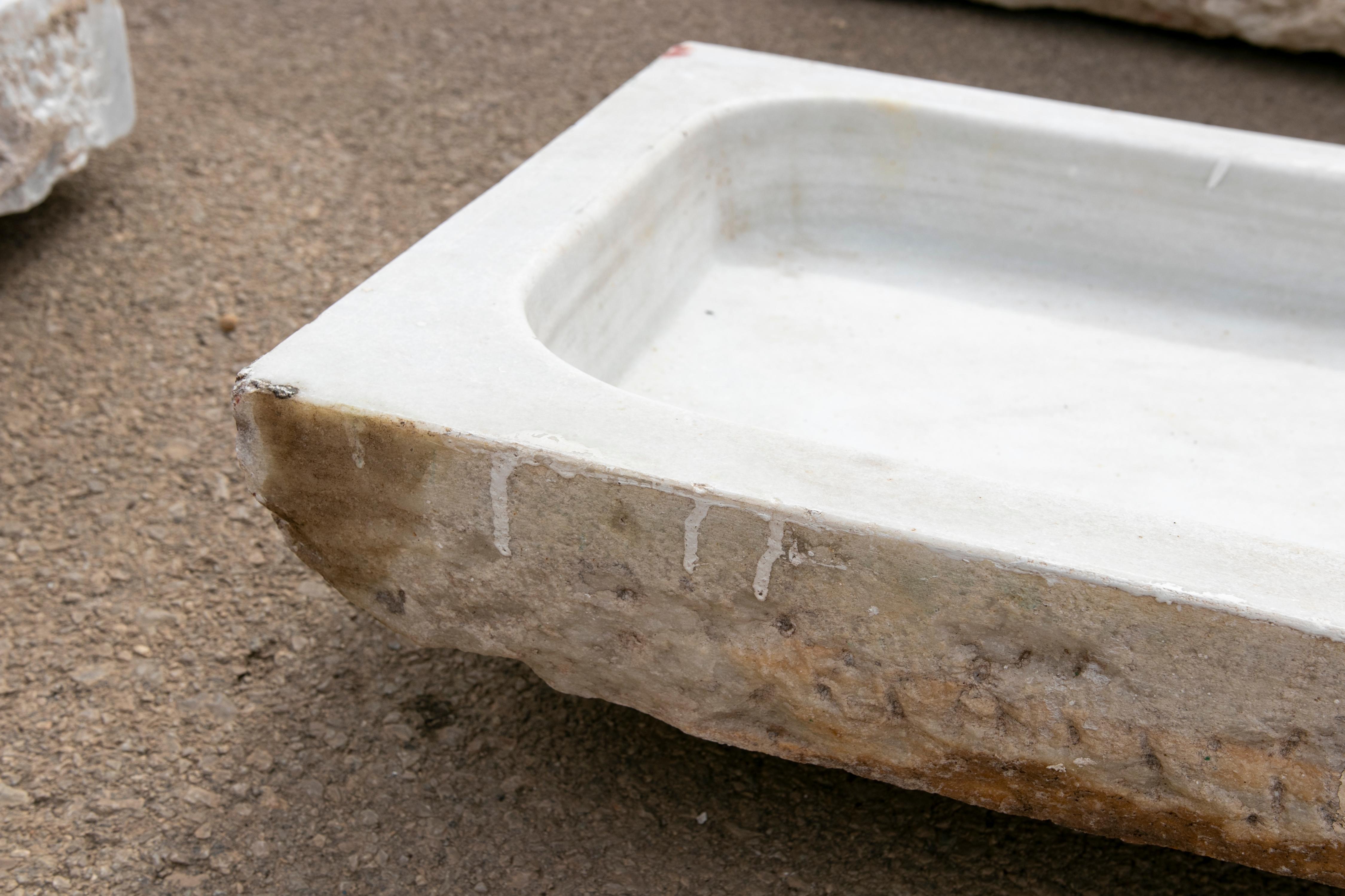 19th Century Antique Spanish White Marble Sink For Sale 8