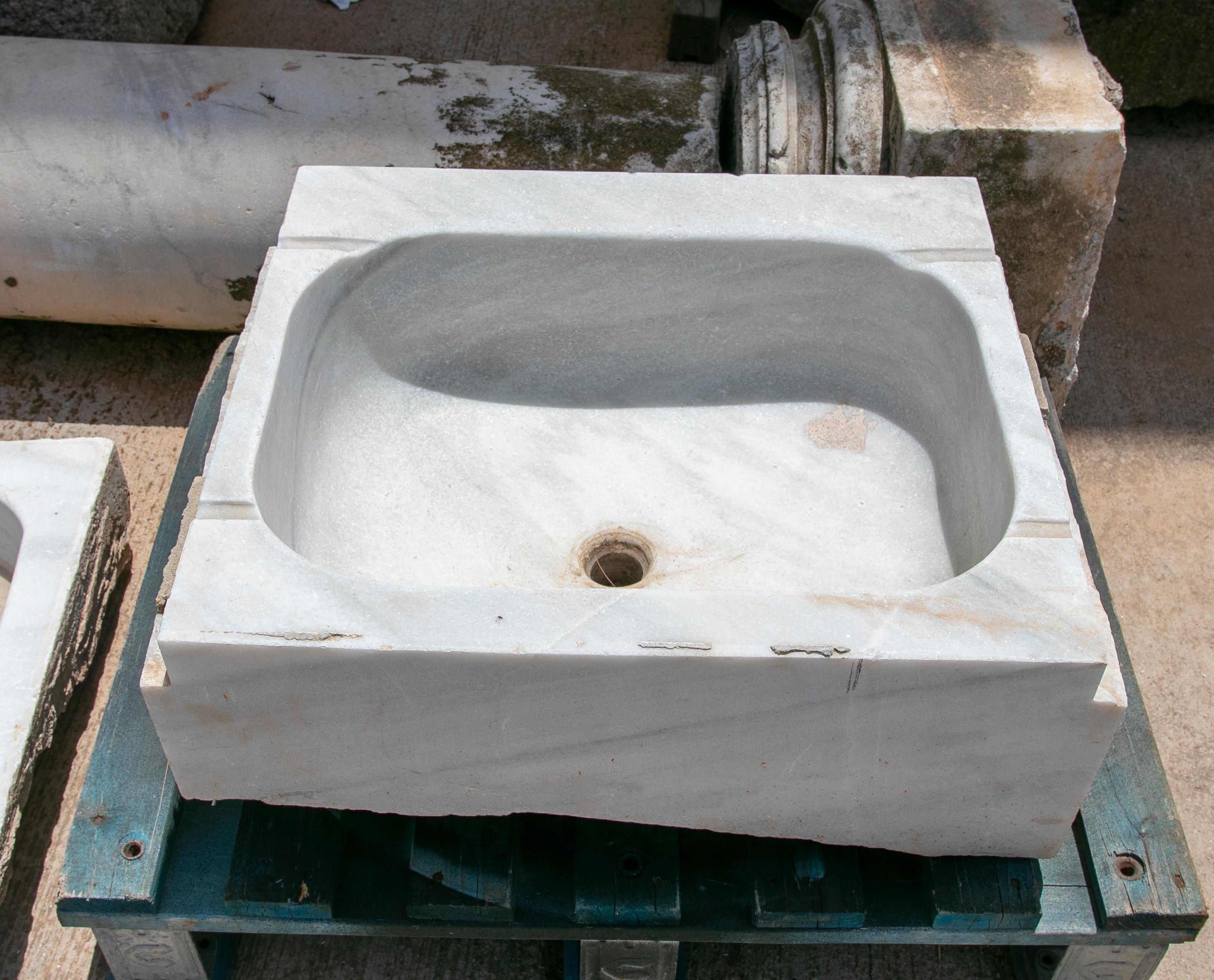 19th century antique Spanish white marble sink.