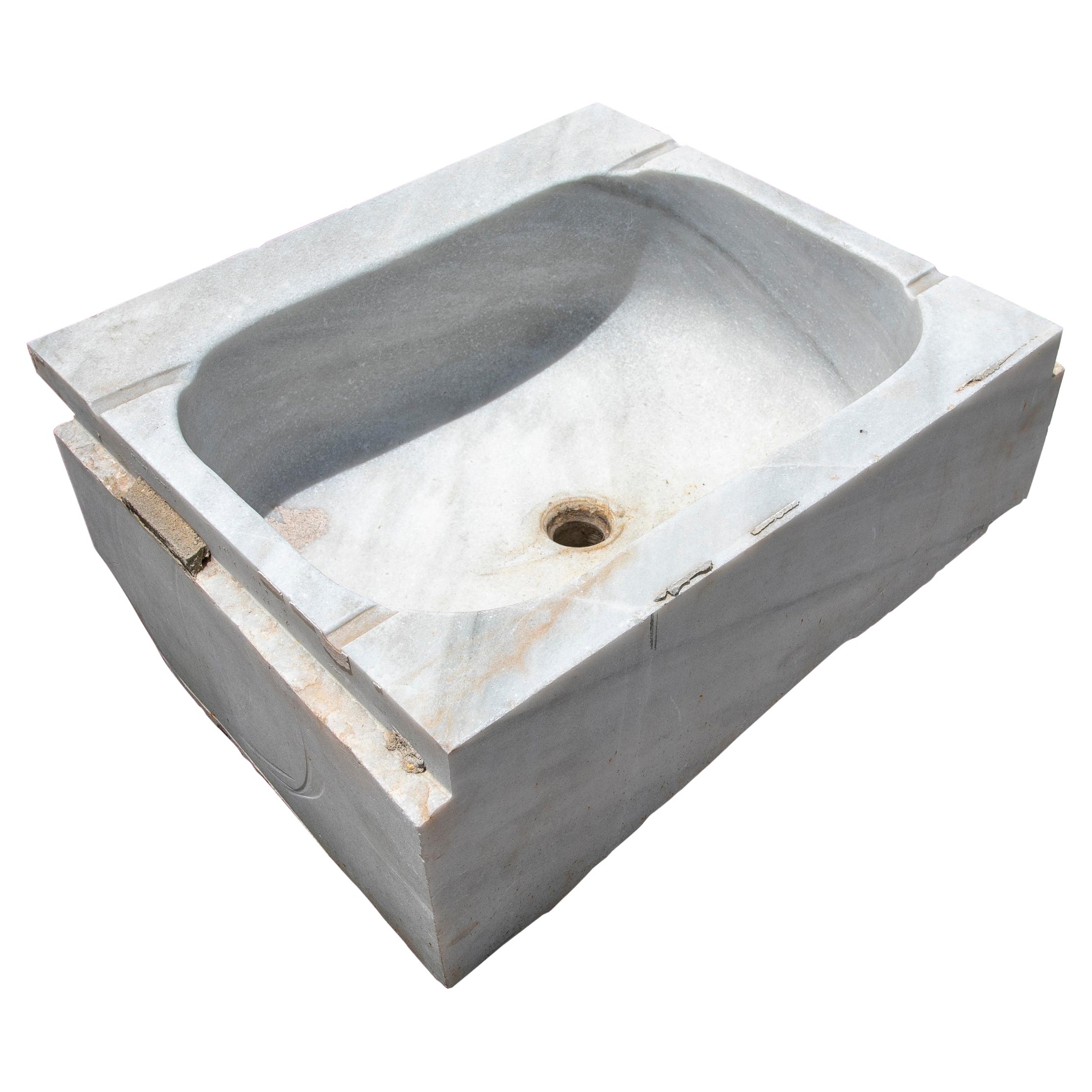 19th Century Antique Spanish White Marble Sink