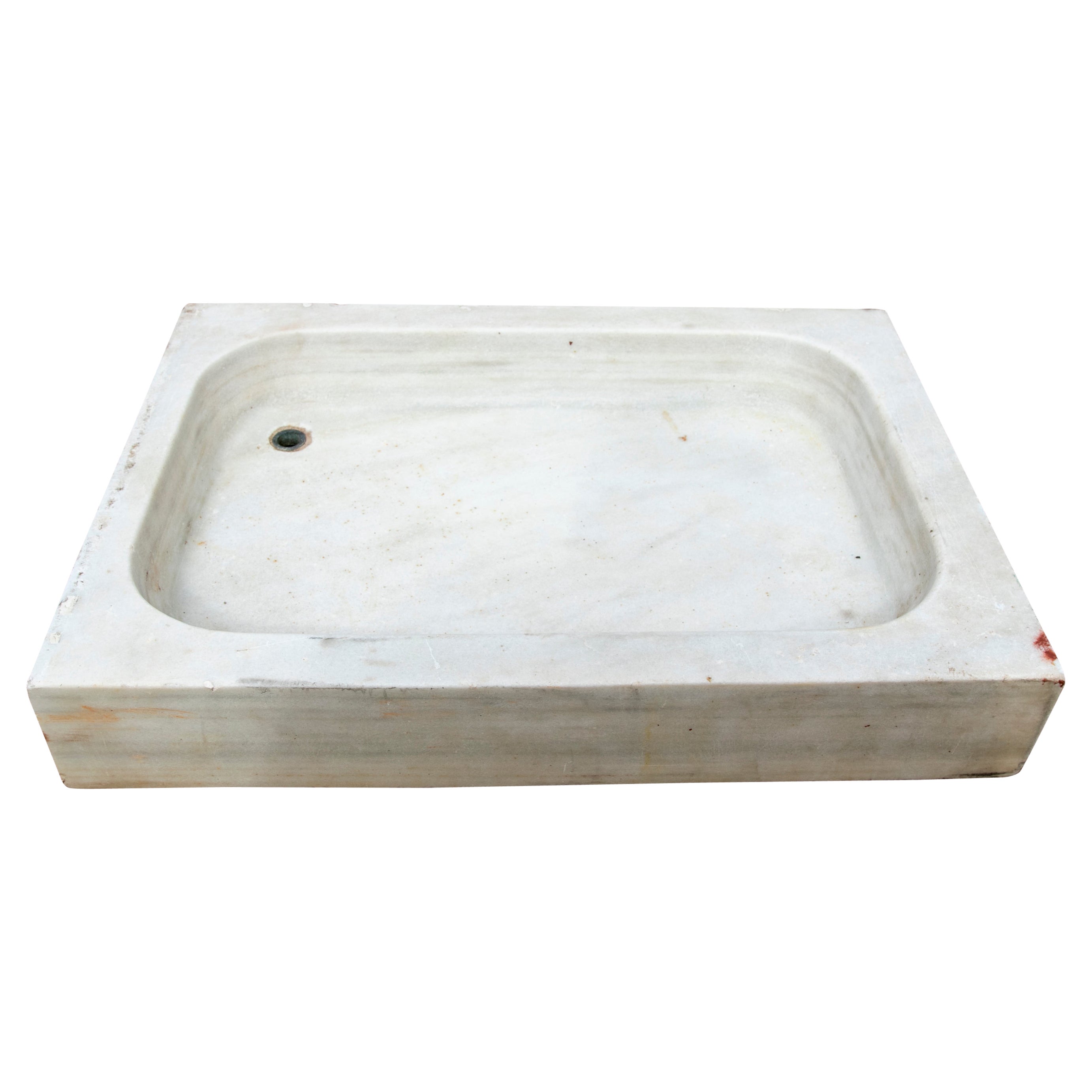 Lavello antico spagnolo in marmo bianco del XIX secolo