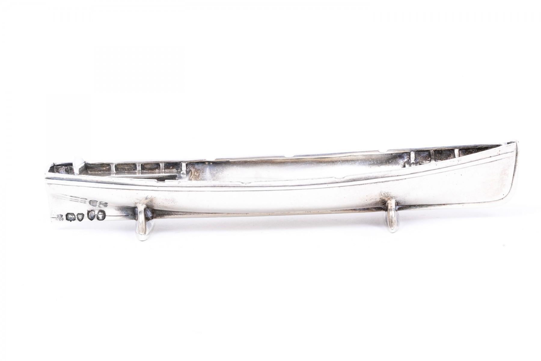 19th Century Antique Sterling Silver Diminutive Lifeboat, By Robert Garrard II  For Sale 1