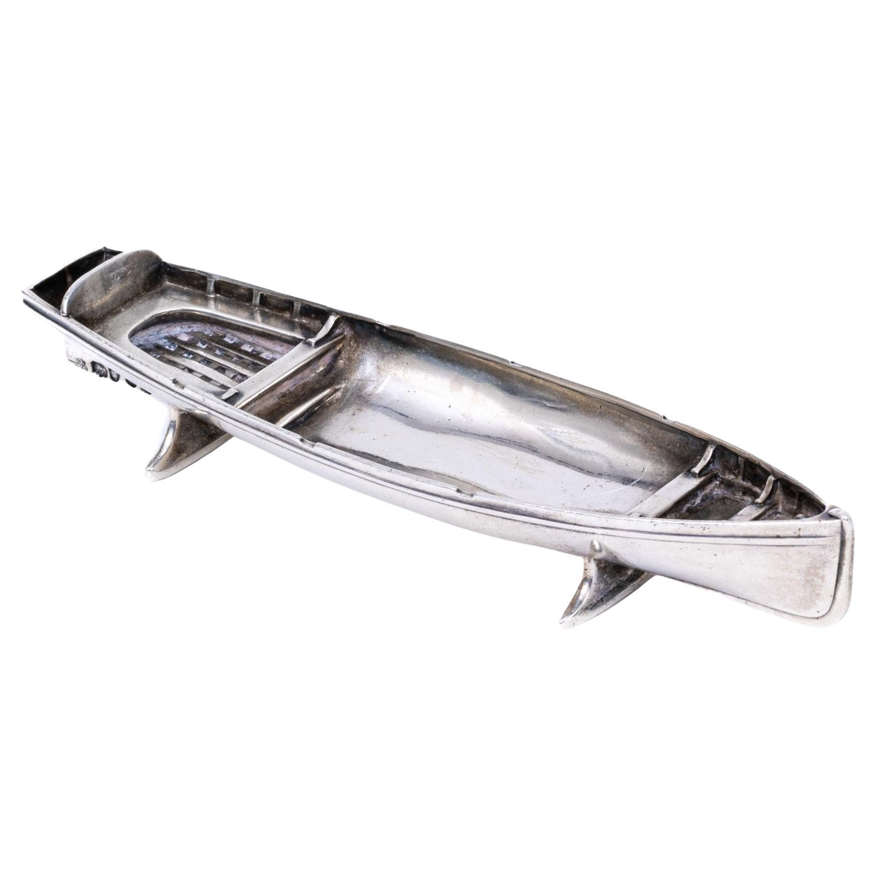 19th Century Antique Sterling Silver Diminutive Lifeboat, By Robert Garrard II 