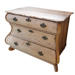 19th century Antique Stripped Finish Dutch Serpentine Commode