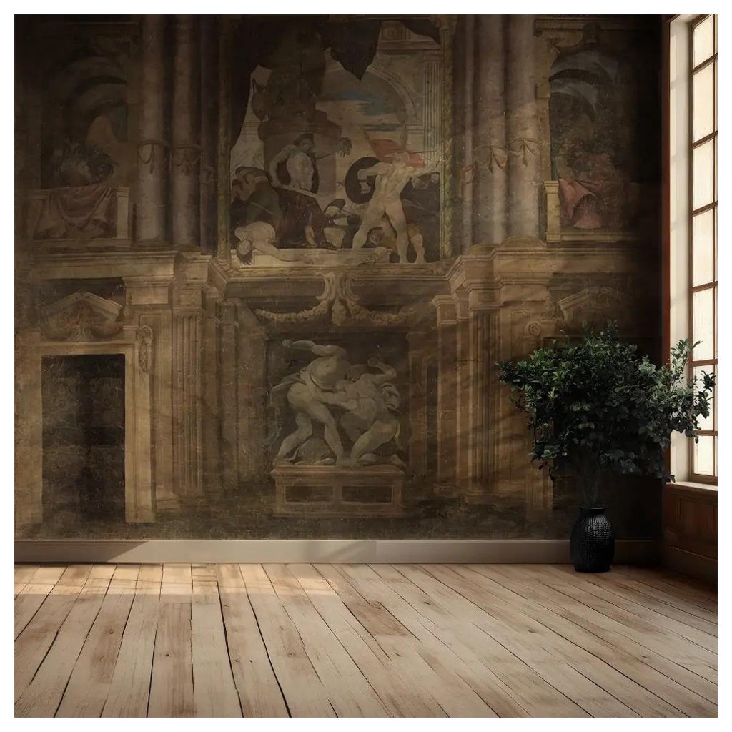 19th-Century Antique-Style Panoramic Wall Mural on Canvas – Baroque Interior