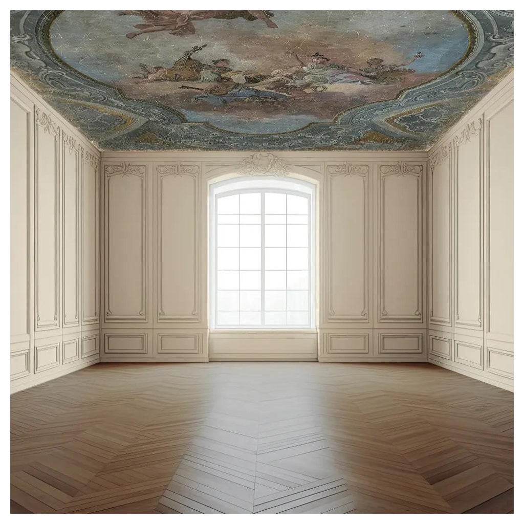 Mural panorámico de estilo antiguo del siglo XIX sobre lienzo