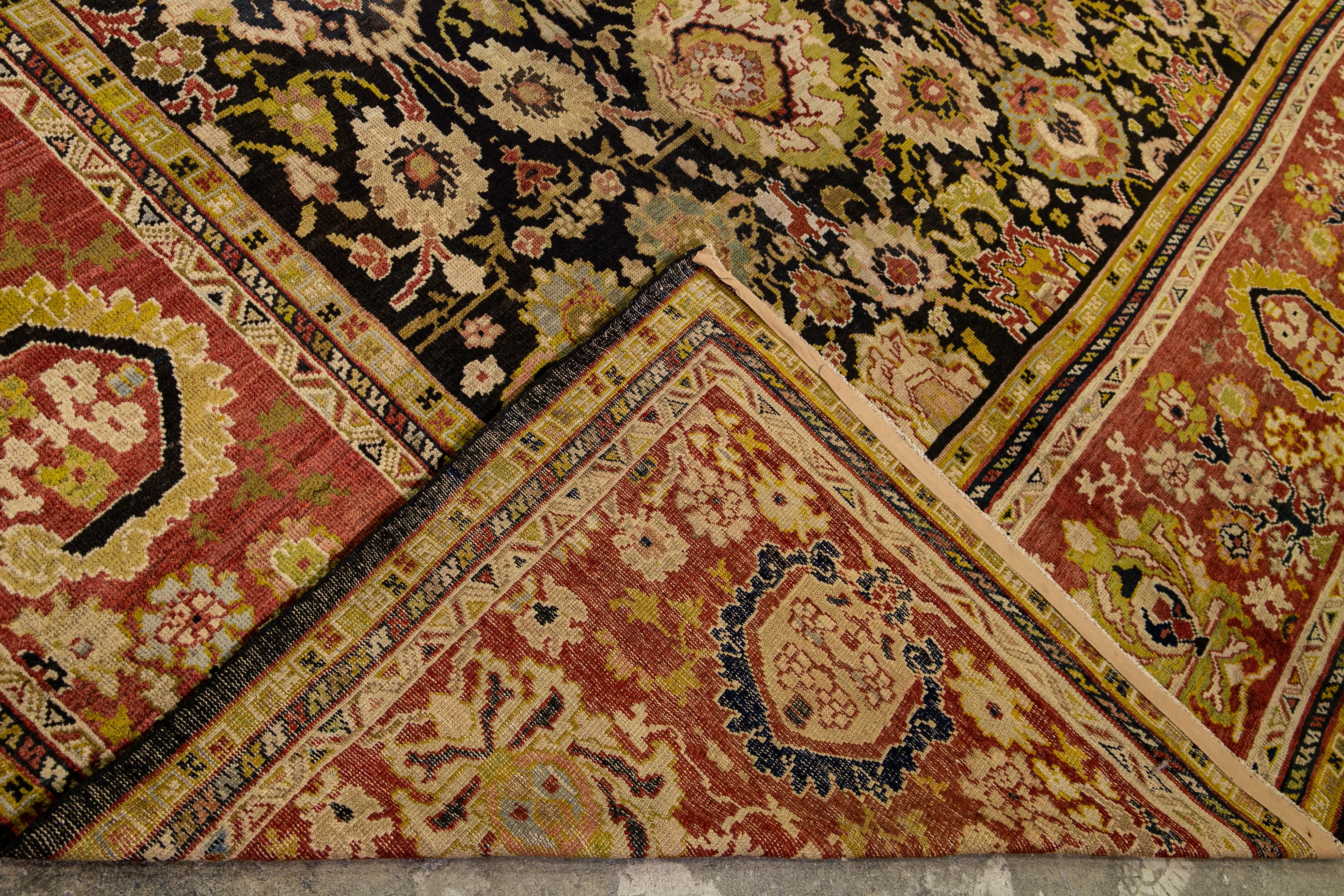 Tapis ancien en laine Sultanabad surdimensionné à motifs floraux, fait à la main, XIXe siècle en vente 5